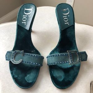 Dior jade velvet slide heels